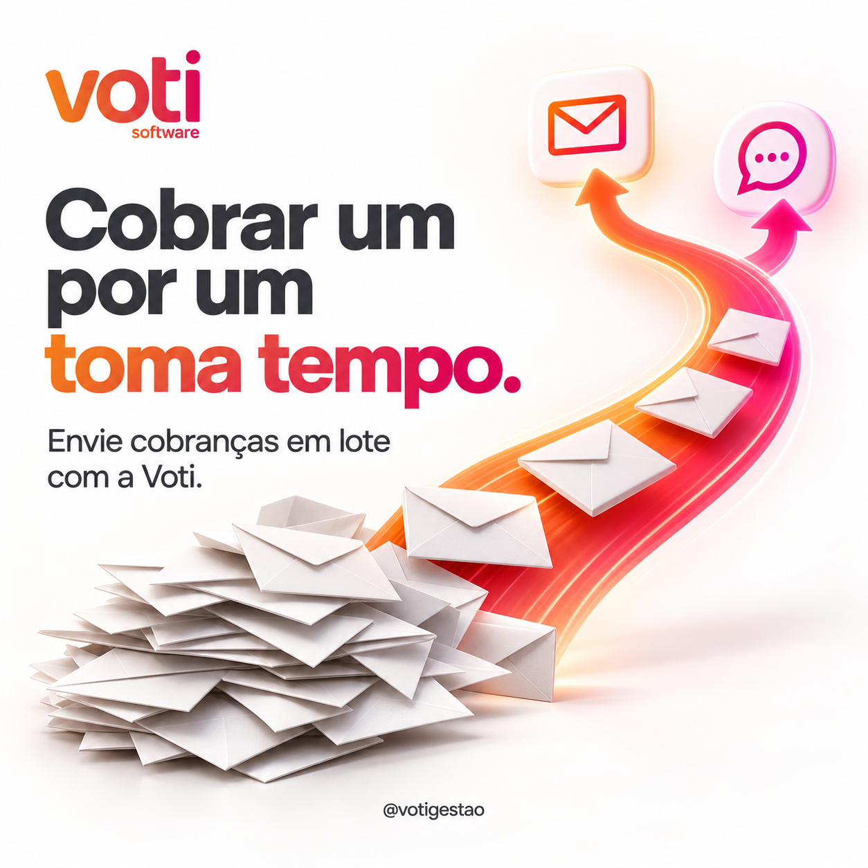 Cobranças em lote, direto pelo sistema.